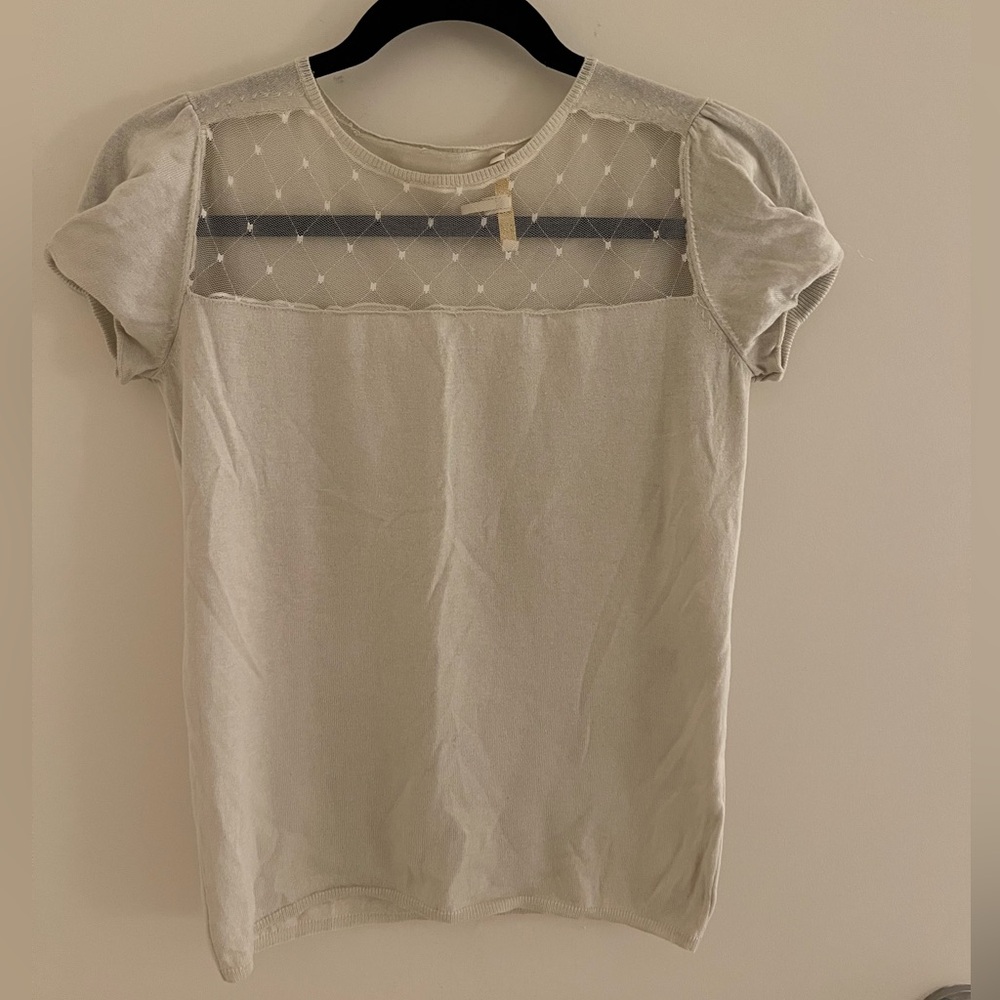 Maje Silk Sheer Panel Dotted Y2K Top
